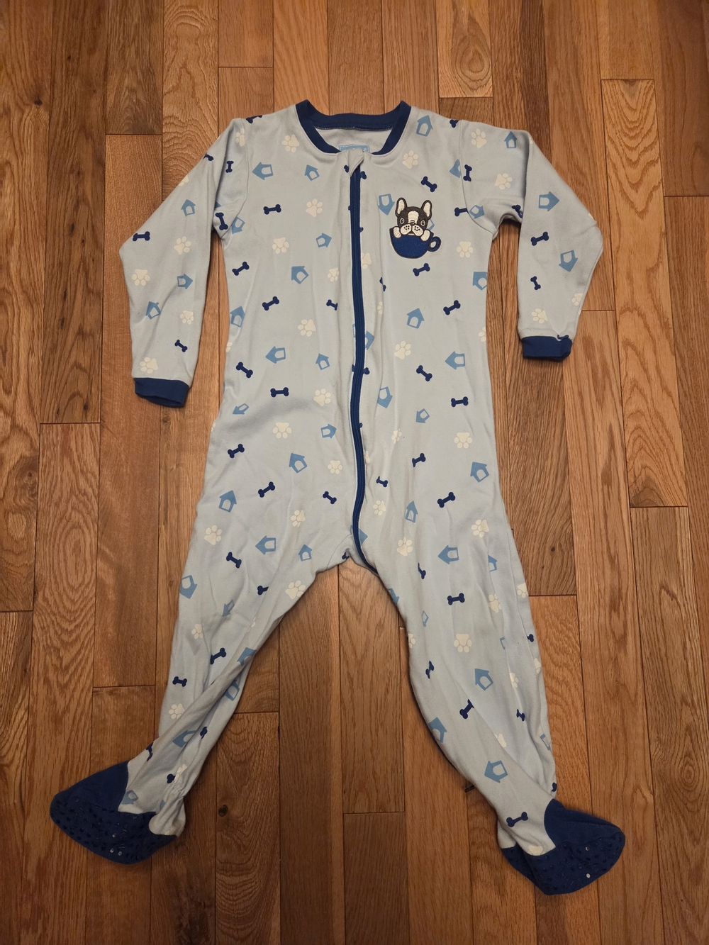5/$20 Tuffy 24M Sleeper Footed Pajamas Onsie Blue Bull Dog Print